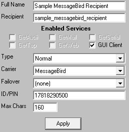 MessageBirdRecip